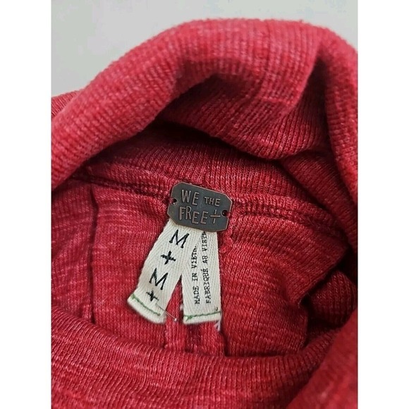 Free People We The Free -Woman Size M- Orange Cowl Neck Sweater Top Cotton Blend - Picture 7 of 9